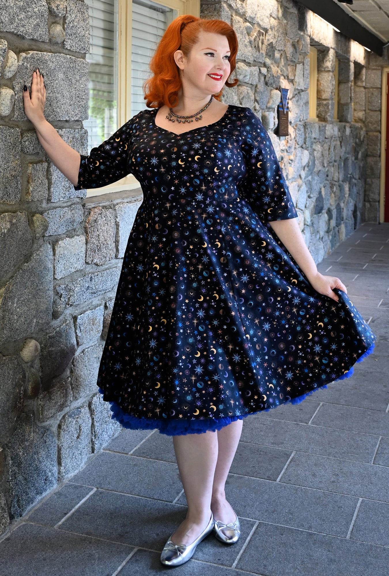 Marlene - Lunar Magick - Moon and Stars dress Cherry Velvet Marlene - Lunar Magick - Moon and Stars dress Cherry Velvet