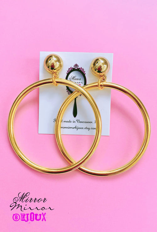 Sharon Gold Hoops - Mirror Mirror Bijoux