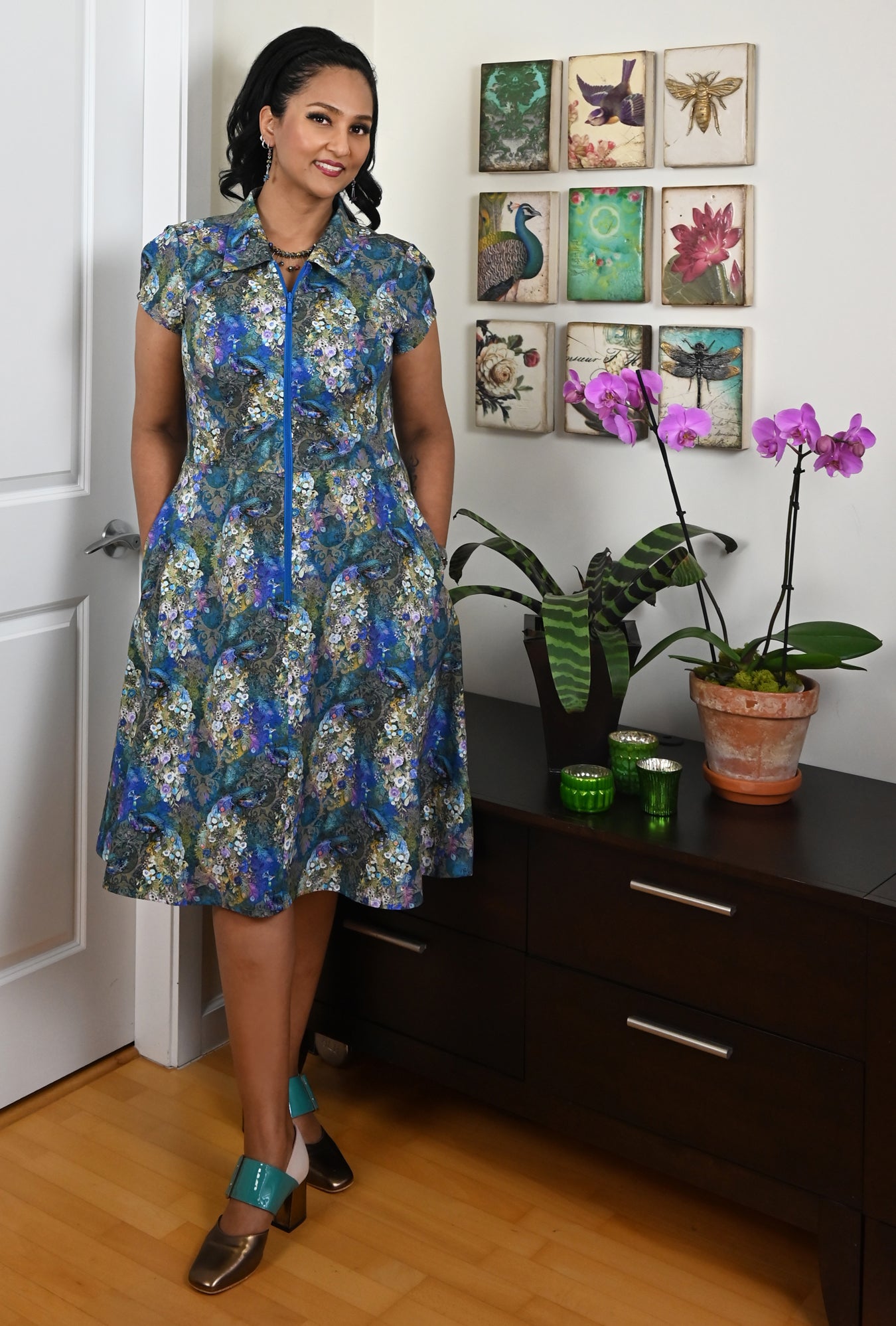 Marie Puce Cherry Smocked Dress, Vichy Beige main image 0