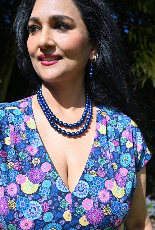 Siren Song - Navy Double Pearl necklace