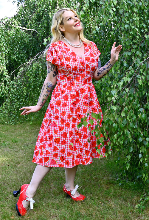 Faye - Slice of Summer - Watermelon Gingham Dress