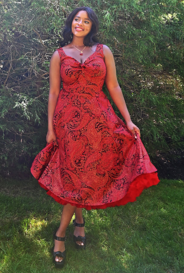 Diane - Regally Rouge - Red Paisley Dress