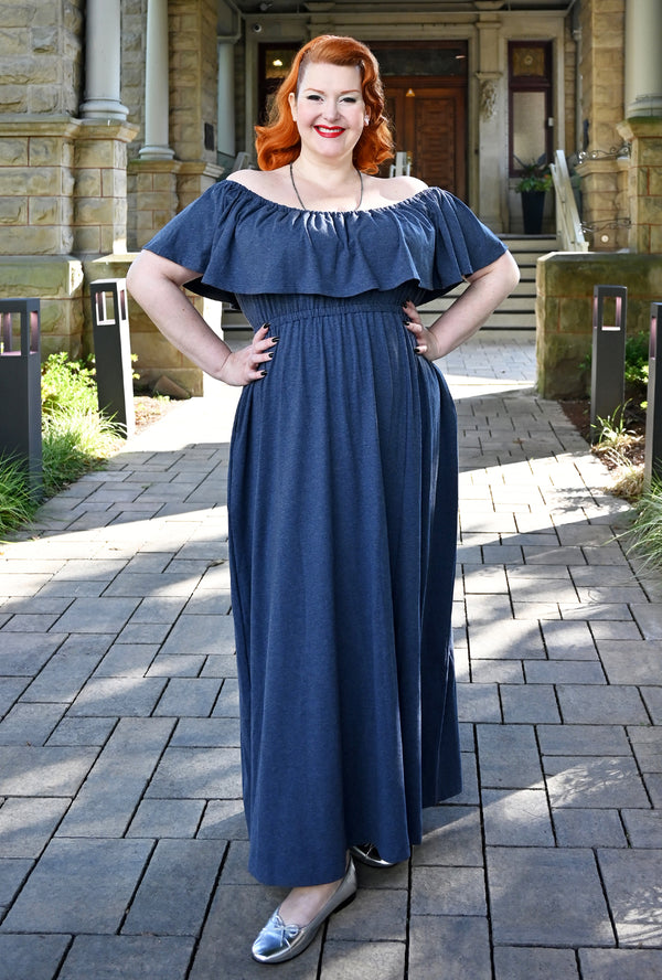 Meadow Maxi Dress - Denim Blue Bamboo Knit