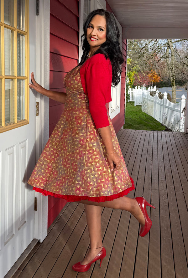 Sookie - Deco D'or - Metallic Fan Print Dress