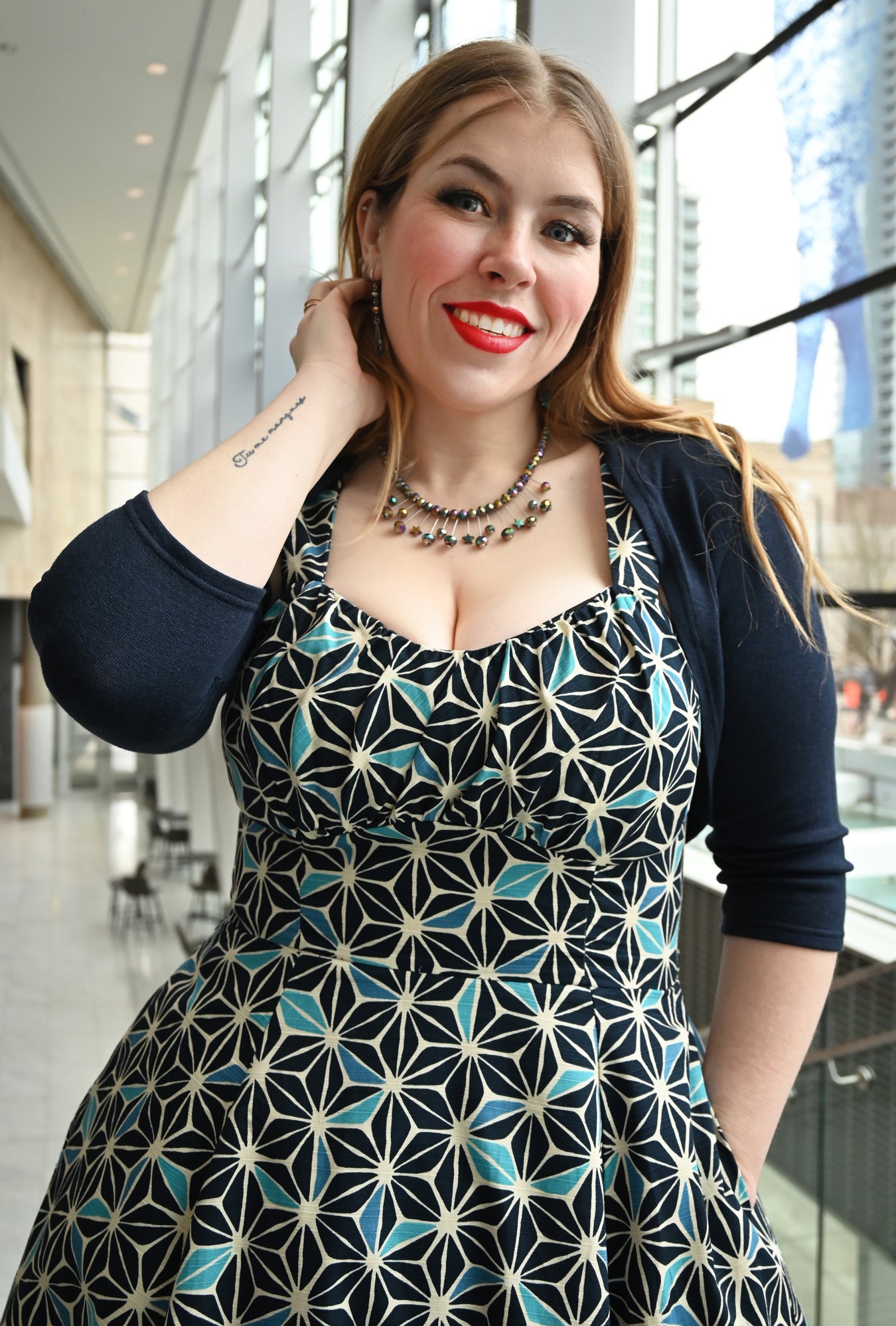 Sookie star abstraction geometric dress cherry velvet