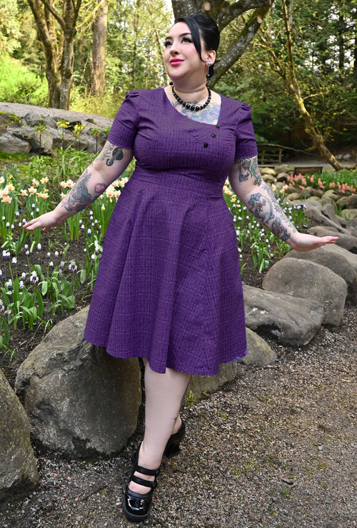 Kim  - Coco Violette - Tweed Print Dress