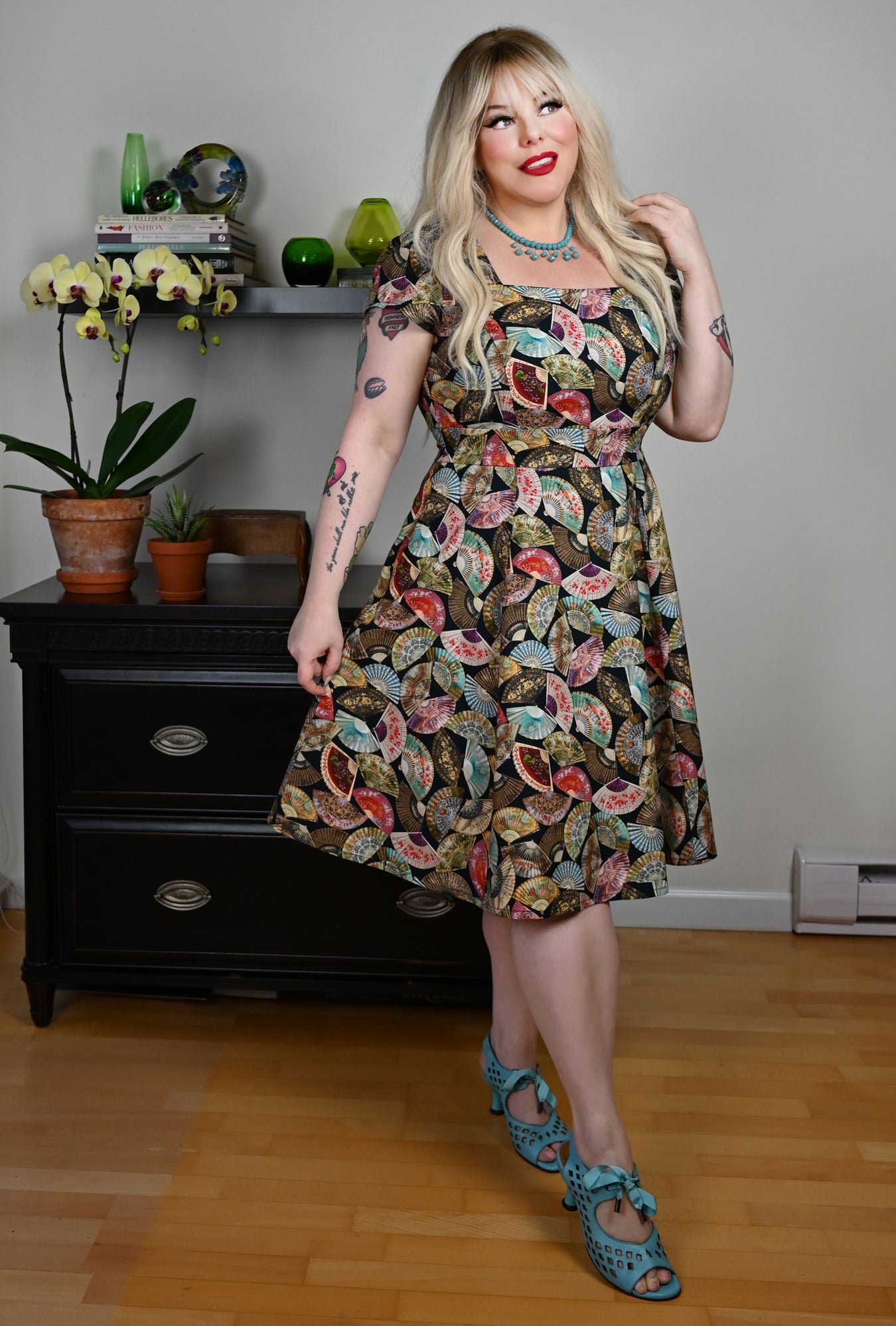 Winifred - Miss Coquette - Decorative Fan Dress – Cherry Velvet