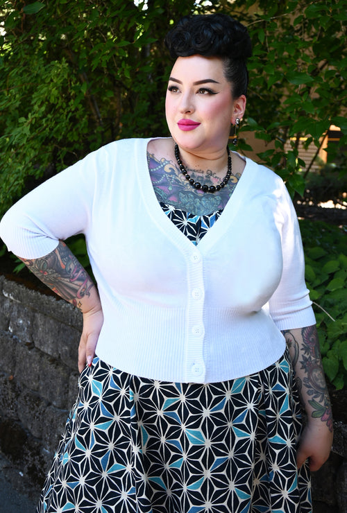 Jane - White - Cardigan Sweater