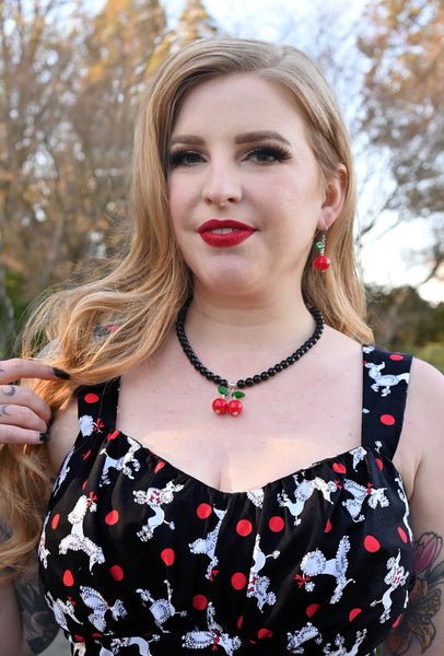 Cherry Cola - Necklace and Earrings Set
