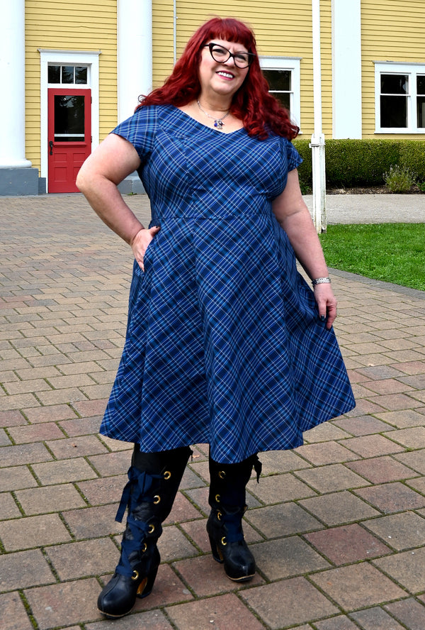 Yvonne - Dressed to Kilt - Navy Plaid Dress