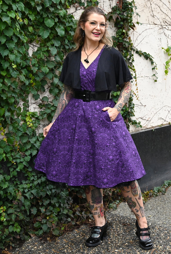 Norma - Baroque 'N' Bones - Purple Skull Dress