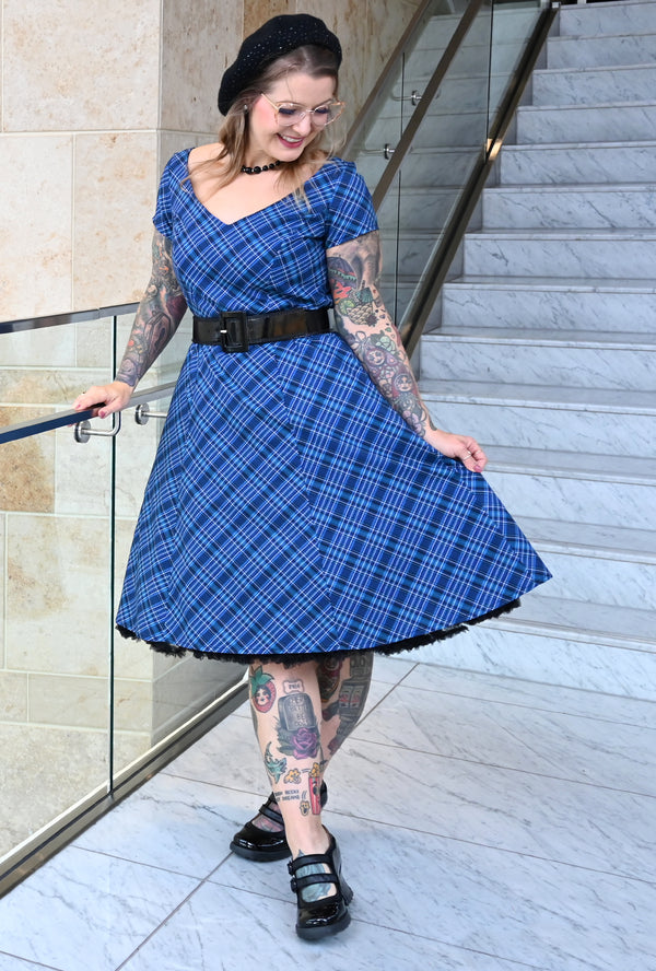 Yvonne - Dressed to Kilt - Navy Plaid Dress