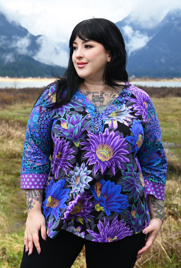 Eden Floral Shirt - Purple Cactus Flower
