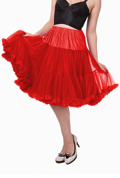 SHORT Vintage Chiffon Petticoat - Cherry Red