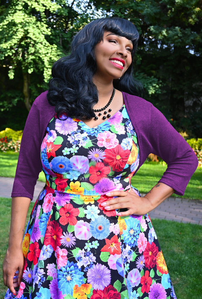 Sophia Mauve Purple Sweater Knit Shrug Cherry Velvet Curvy