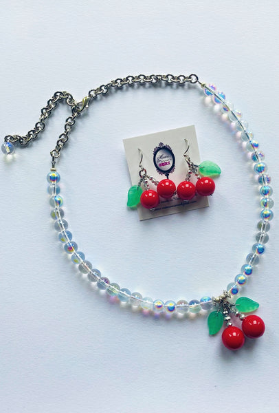 Cherry Vanilla - Necklace and Earrings Set - Last one!